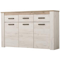 KOMÓD 160/98/36,5 cm  - szürke tölgy/rozsdavörös, Basics, műanyag/faalapú anyag (160/98/36,5cm) - Ti'me