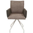 ARMLEHNSTUHL  Sitzfläche 180° drehbar, automatische Rückholfunktion Webstoff, Mikrofaser  - Edelstahlfarben/Braun, Design, Textil/Metall (60/92/60cm) - Linea Natura