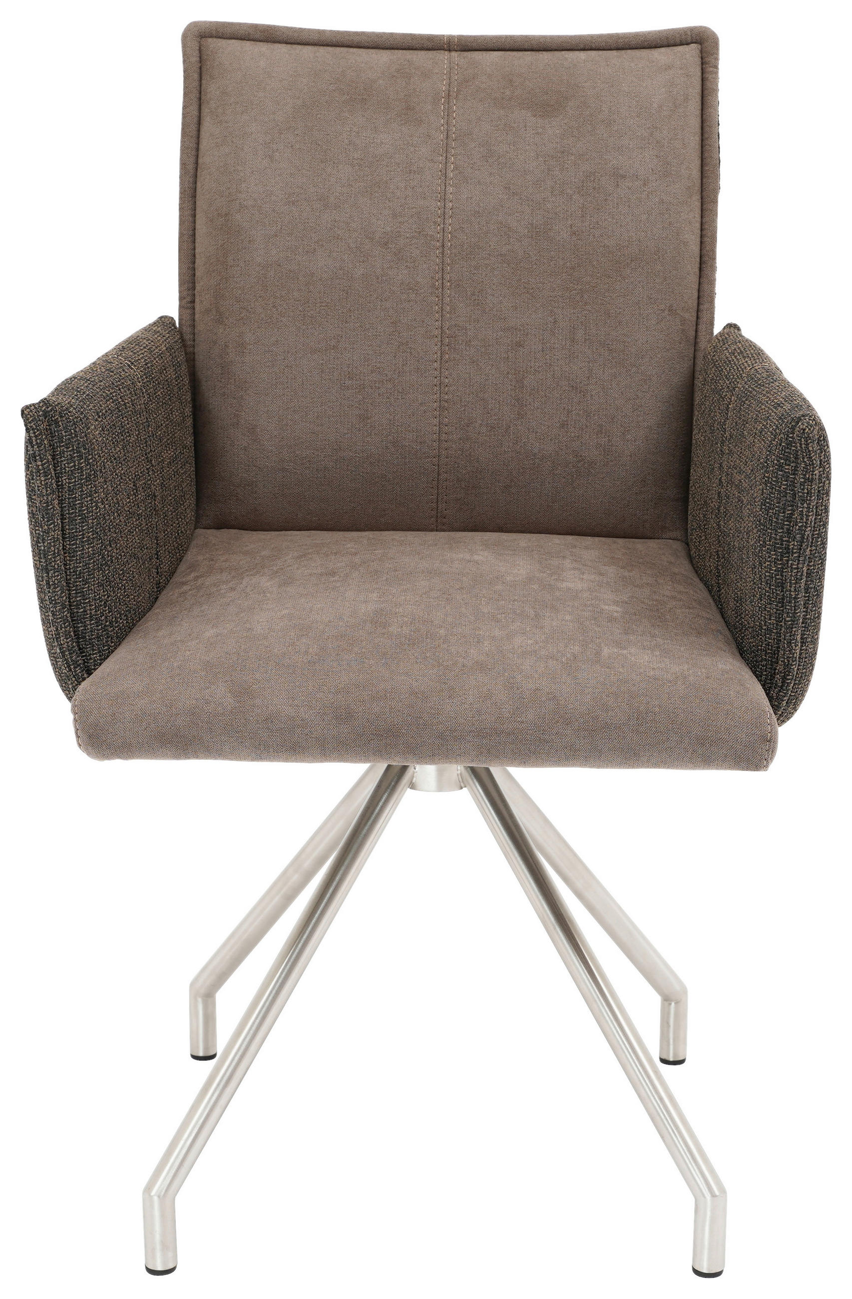ARMLEHNSTUHL  in Webstoff, Mikrofaser  - Edelstahlfarben/Braun, Design, Textil/Metall (60/92/60cm) - Linea Natura