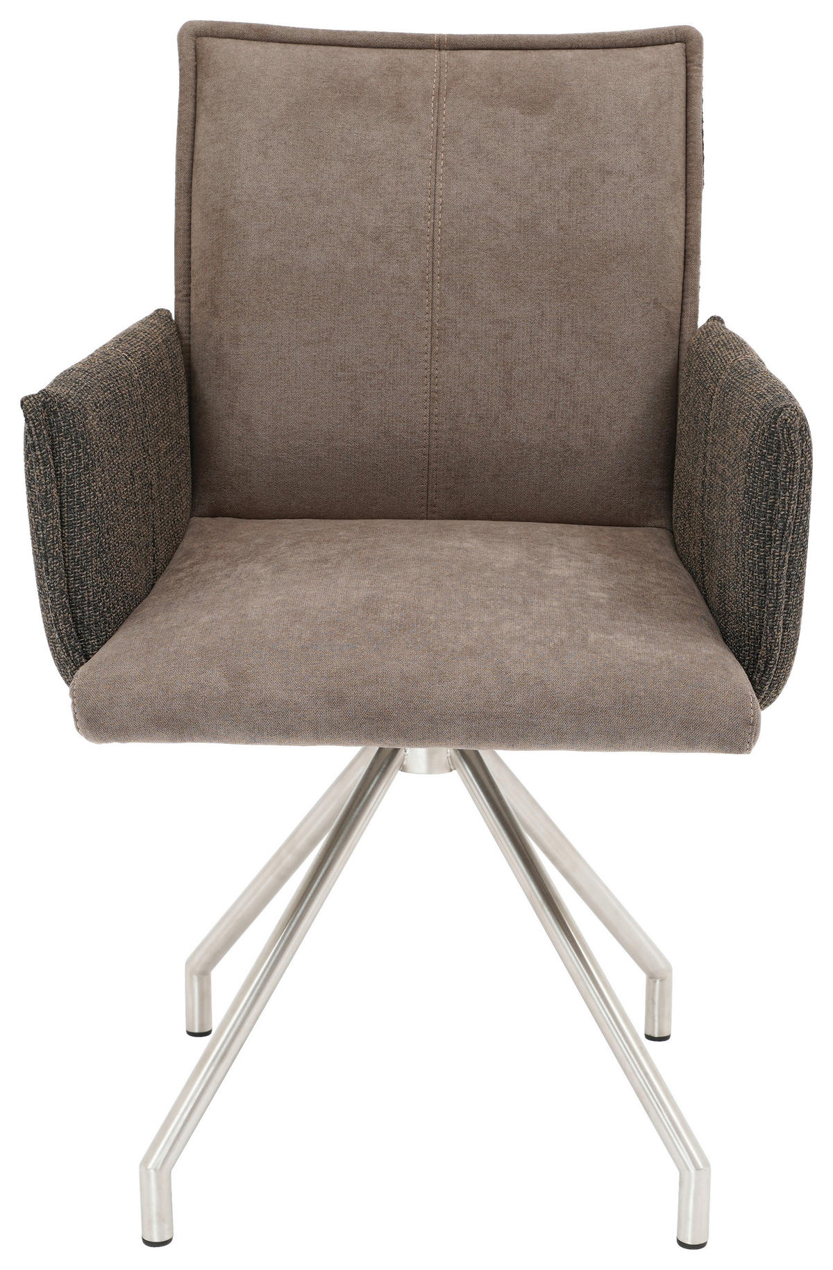 ARMLEHNSTUHL  in Webstoff, Mikrofaser  - Edelstahlfarben/Braun, Design, Textil/Metall (60/92/60cm) - Linea Natura