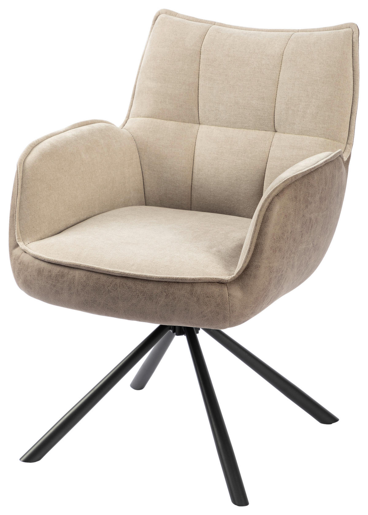 ARMLEHNSTUHL  Sitzfläche 180° drehbar Webstoff  Braun, Schwarz, Beige  - Beige/Schwarz, MODERN, Textil/Metall (60/87/63cm) - MID.YOU