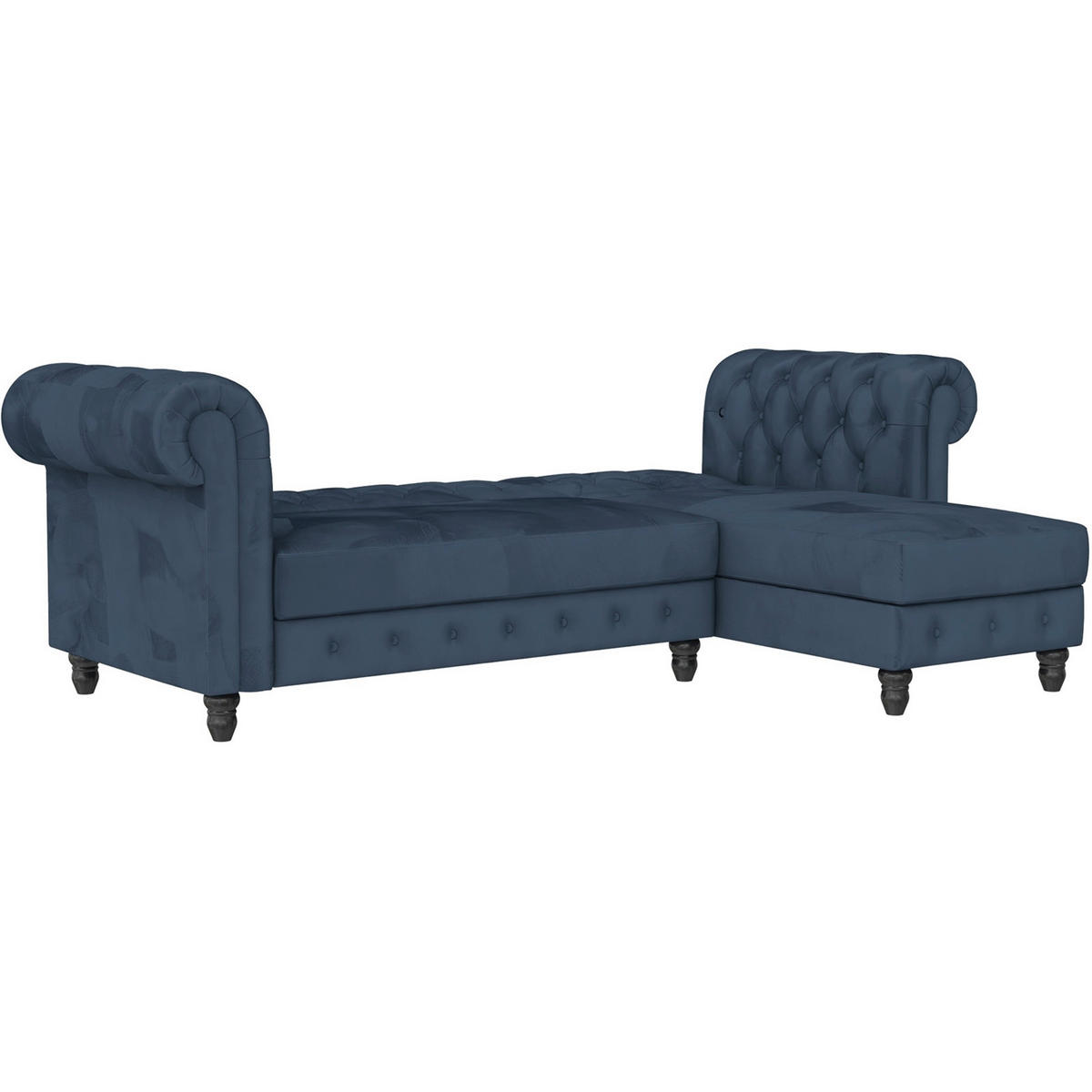 ECKSOFA FIRENZE in Velours Blau  - Blau/Schwarz, Basics, Holz/Textil (241/154cm) - Livetastic