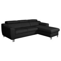 ECKSOFA Lederlook Echtleder Schwarz  - Chromfarben/Schwarz, Design, Leder/Textil (242/176cm) - Livetastic