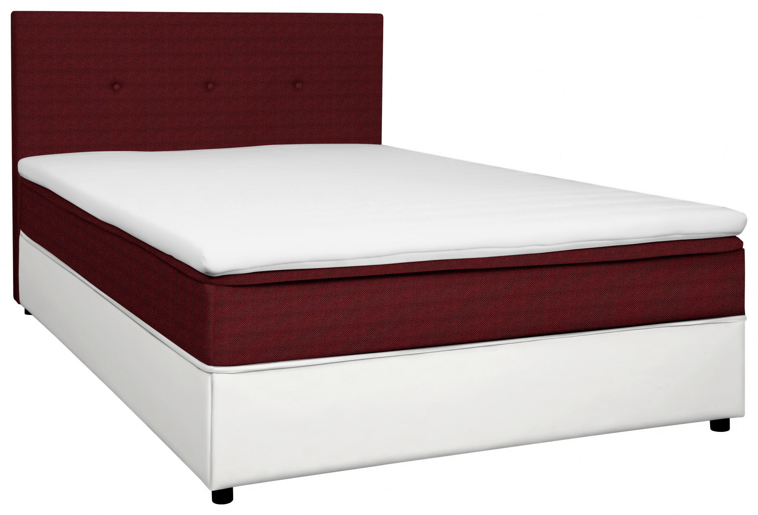 BOX-ÁGY 140/200 cm  piros, fehér  - fekete/piros, Konventionell, textil/fa (140/200cm) - Carryhome