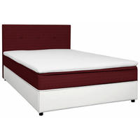 BOX-ÁGY 140/200 cm  piros, fehér  - fekete/piros, Konventionell, textil/fa (140/200cm) - Carryhome