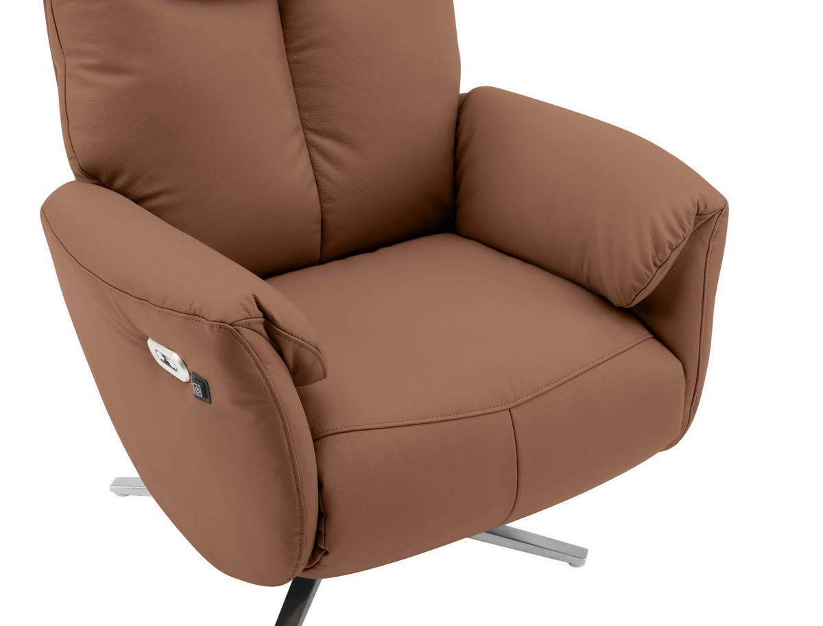 MASSAGESESSEL Echtleder Lederlook Braun    - Chromfarben/Braun, Design, Leder/Textil (79/110/85cm) - Livetastic