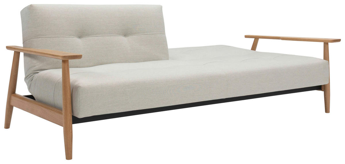 SCHLAFSOFA  in Flachgewebe Naturfarben, Weiß  - Eichefarben/Naturfarben, Design, Holz/Textil (232/77/99cm) - Niels Andersson