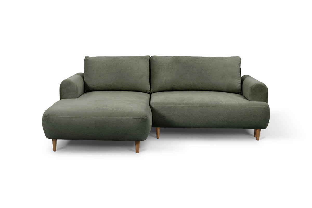 ECKSOFA Struktur Dunkelgrau  - Dunkelgrau/Naturfarben, Design, Holz/Textil (150/230cm) - MID.YOU