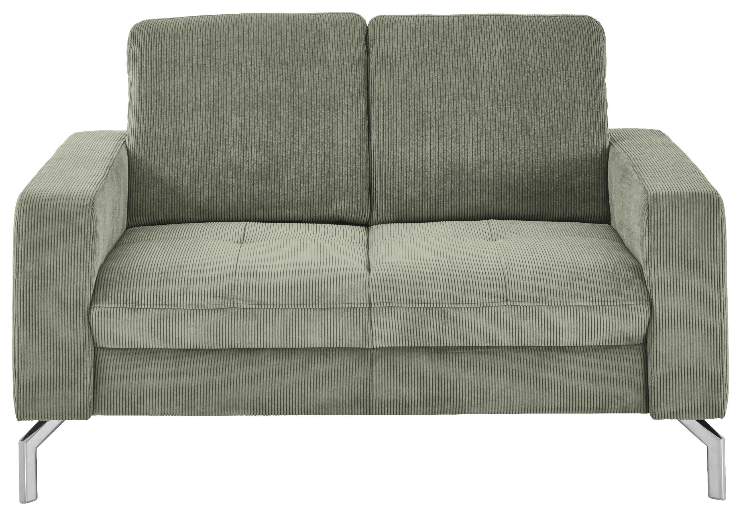2-SITZER-SOFA Feincord Schilfgrün  - Schilfgrün/Chromfarben, Design, Textil/Metall (142/87/105cm) - Beldomo Style
