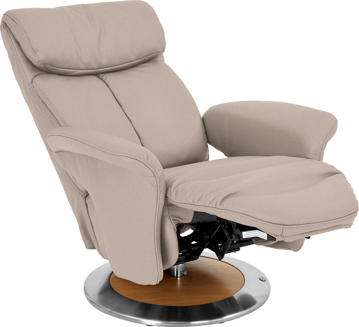 RELAXSESSEL in Leder Creme, Naturfarben  - Edelstahlfarben/Eichefarben, Design, Leder/Holz (82/109/90cm) - Himolla