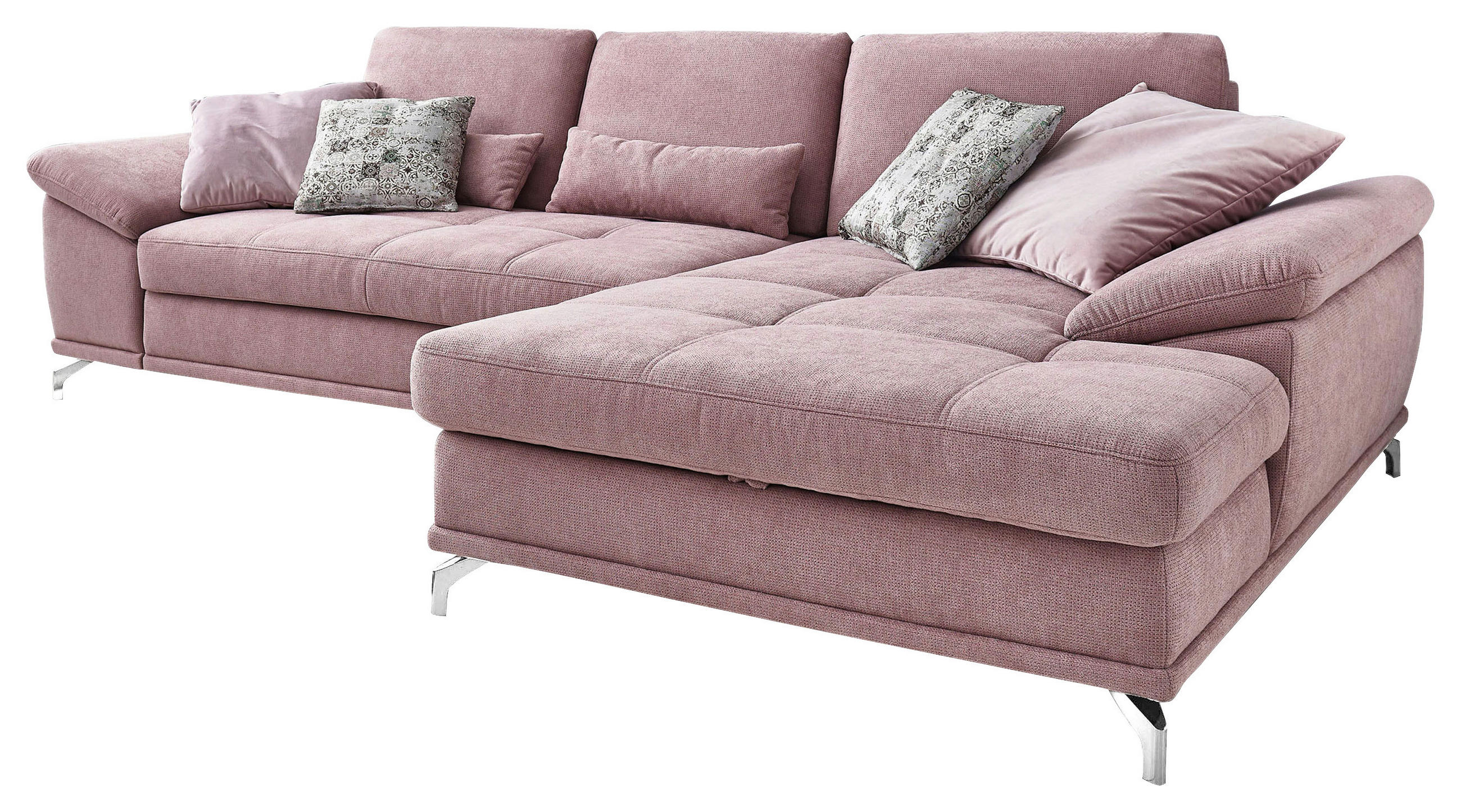ECKSOFA in Flachgewebe Flieder  - Silberfarben/Flieder, Konventionell, Textil/Metall (301/176cm) - Sit & More
