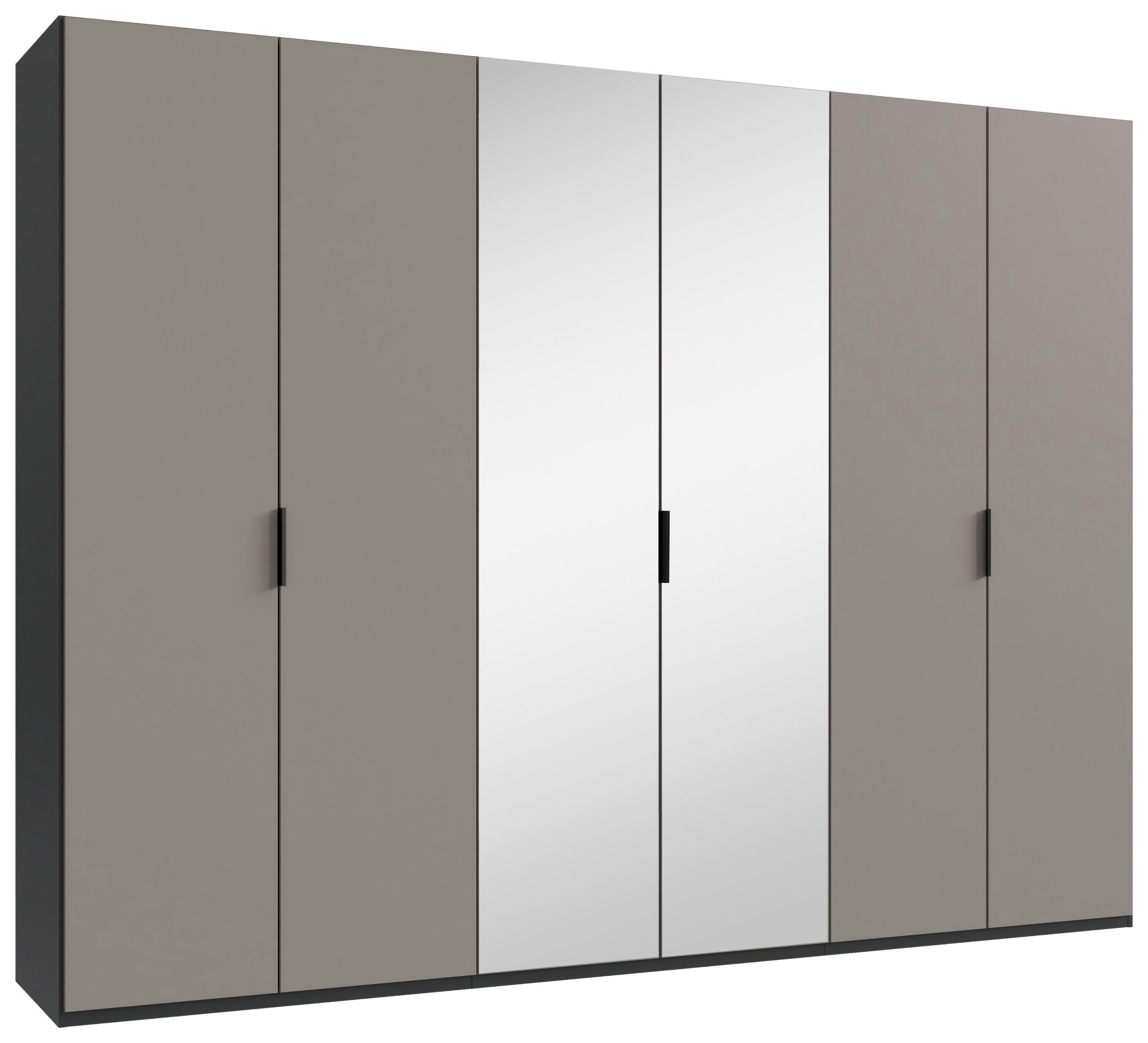 FALTTÜRENSCHRANK 300/216/58 cm 6-türig Graphitfarben, Grau, Sahara  - Schwarz/Graphitfarben, Design, Glas/Holzwerkstoff (300/216/58cm) - Boxxx