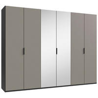 FALTTÜRENSCHRANK 300/216/58 cm 6-türig Graphitfarben, Grau, Sahara  - Schwarz/Graphitfarben, Design, Glas/Holzwerkstoff (300/216/58cm) - Boxxx
