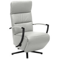 RELAXSESSEL in Leder Silberfarben  - Silberfarben/Schwarz, Design, Leder/Metall (64/112/80cm) - Cantus