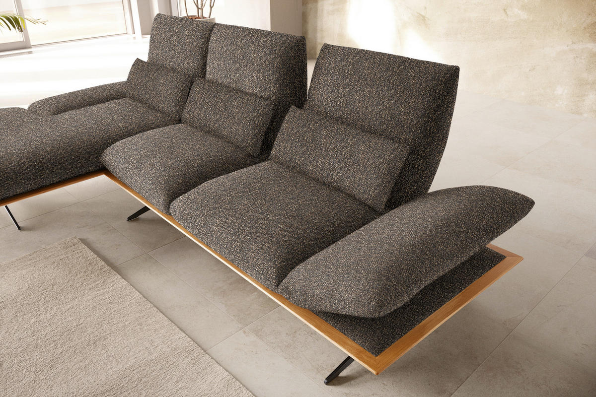 ECKSOFA in Flachgewebe Dunkelbraun  - Dunkelbraun/Schwarz, Design, Holz/Textil (159/314cm) - Dieter Knoll