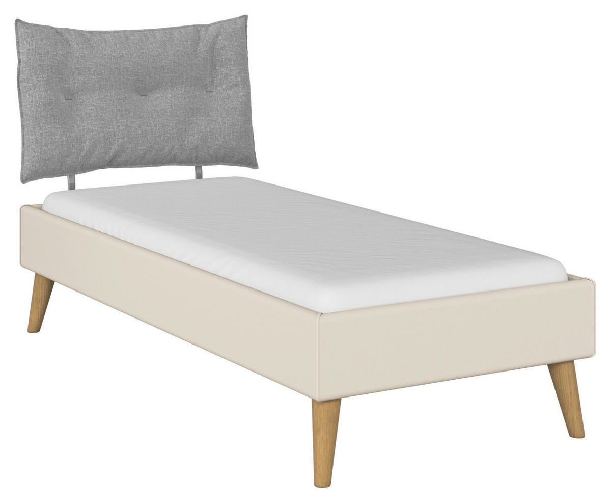 BETT 90/200 cm  in Champagner  - Wildeiche/Champagner, Design, Holz/Textil (90/200cm) - Carryhome