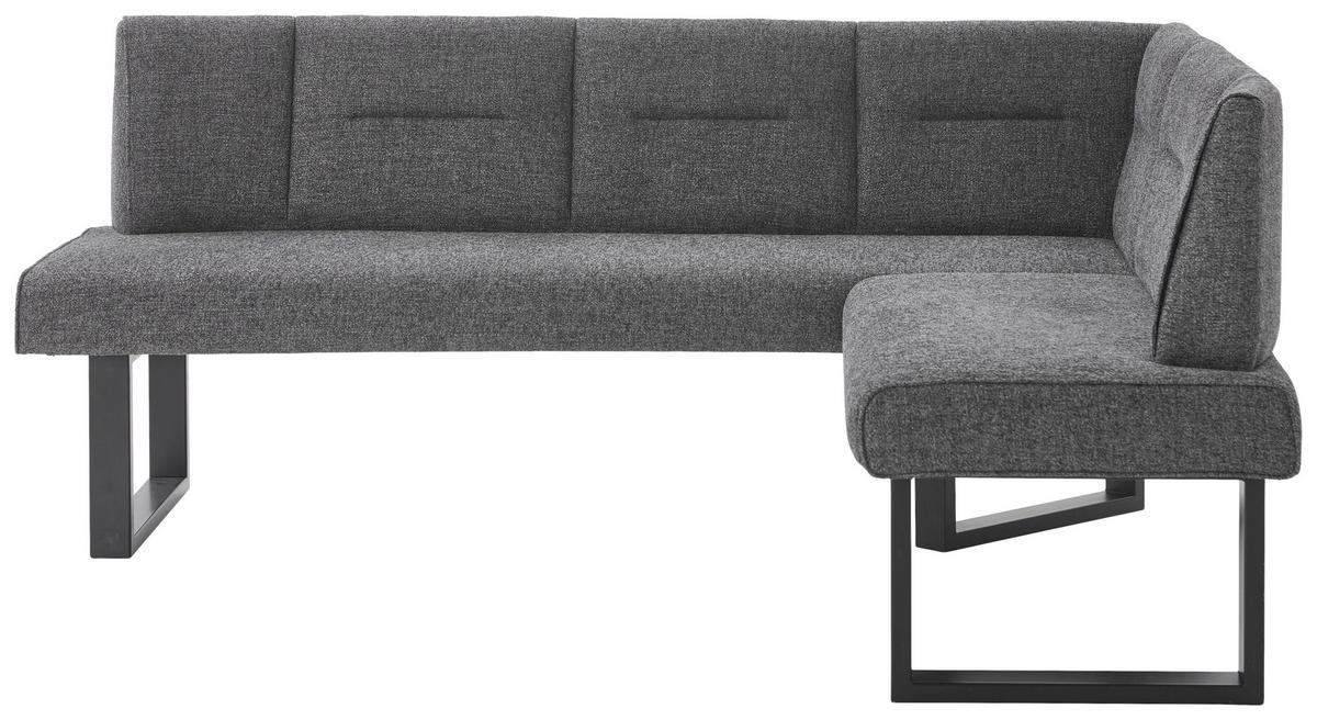 ECKBANK 182/142 cm Webstoff Graphitfarben   - Schwarz/Graphitfarben, Design, Textil/Metall (182/142cm) - Valdera