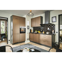 ECKKÜCHE 120/220 cm  in Graphitfarben, Schwarz, Bronzefarben  - Schwarz/Graphitfarben, Design, Holzwerkstoff/Metall (120/220cm) - Xora