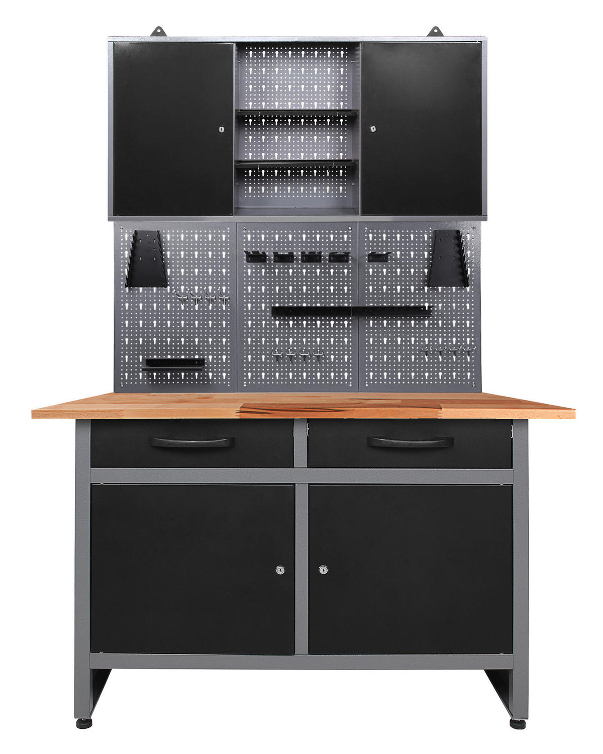 WERKBANKSET 120/205/60 cm  - Anthrazit/Grau, Basics, Holz/Metall (120/205/60cm)