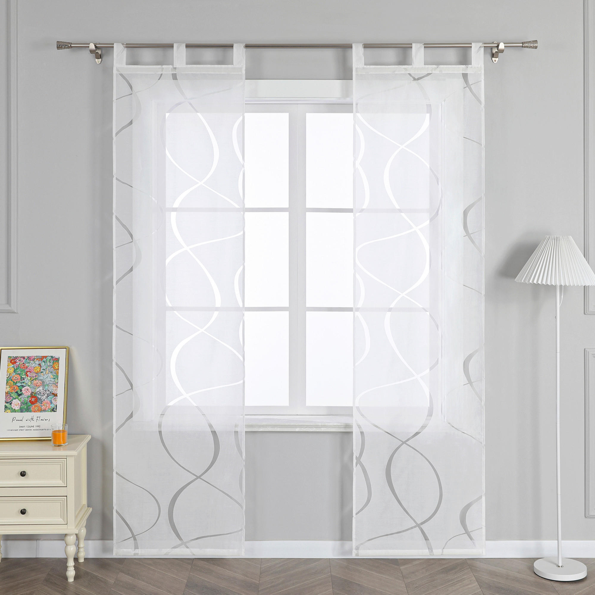 FLÄCHENVORHANG   transparent   57/175 cm  - Weiß Hochglanz, Basics, Textil (57/175cm)