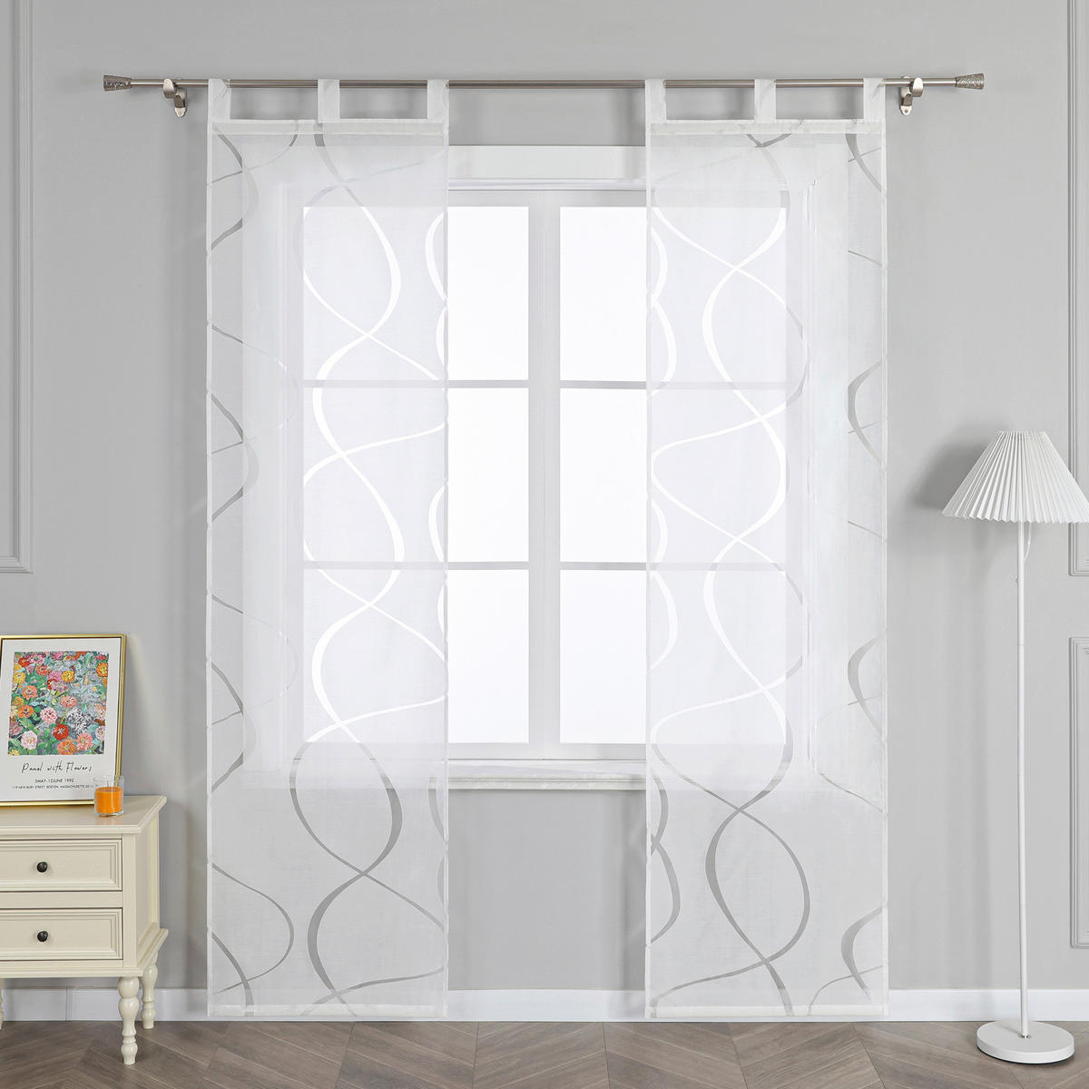 FLÄCHENVORHANG   transparent   57/145 cm  - Weiß Hochglanz, Basics, Textil (57/145cm)