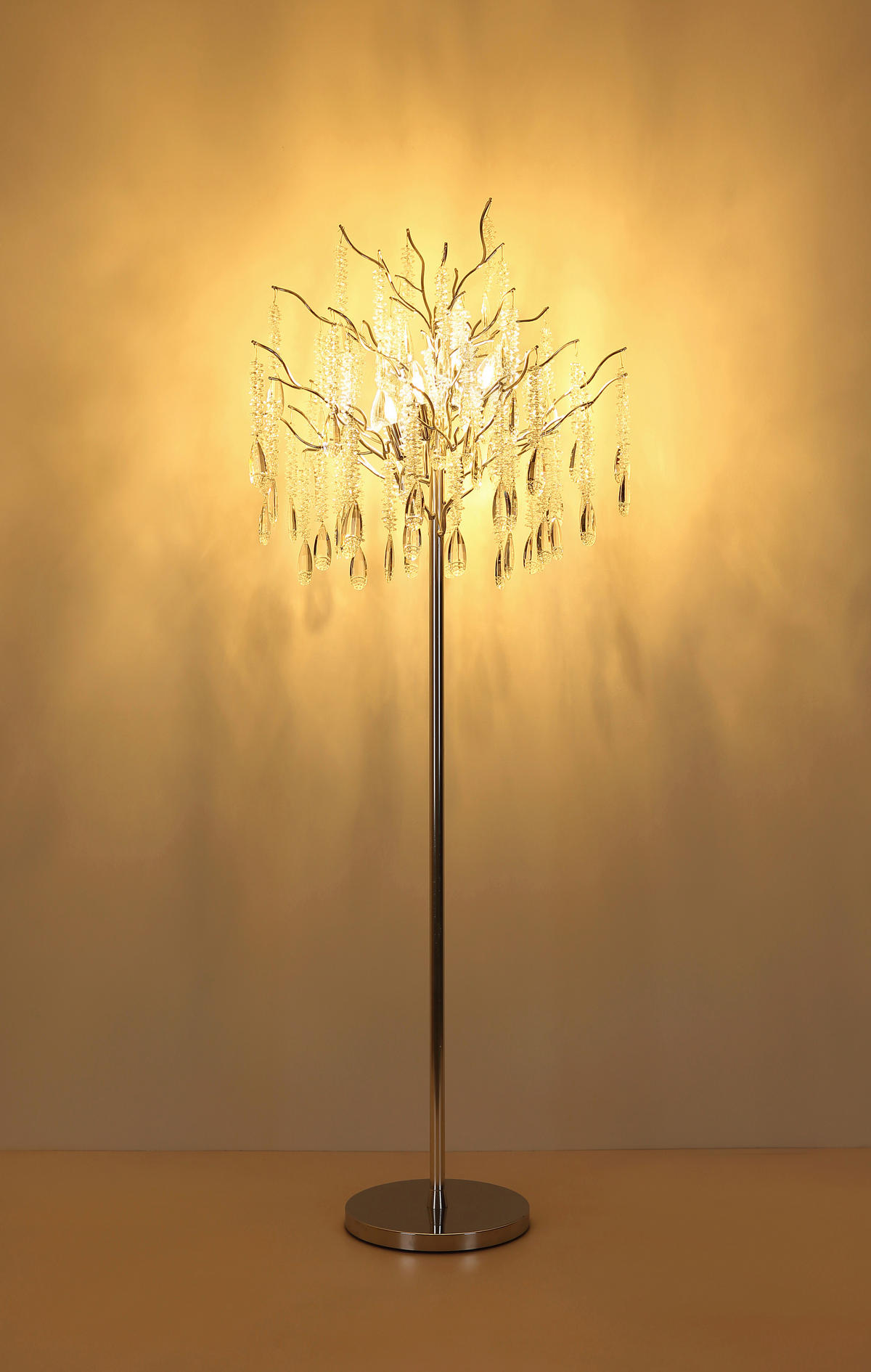 STEHLEUCHTE 55/165 cm    - Klar/Silberfarben, KONVENTIONELL, Glas/Kunststoff (55/165cm) - Globo