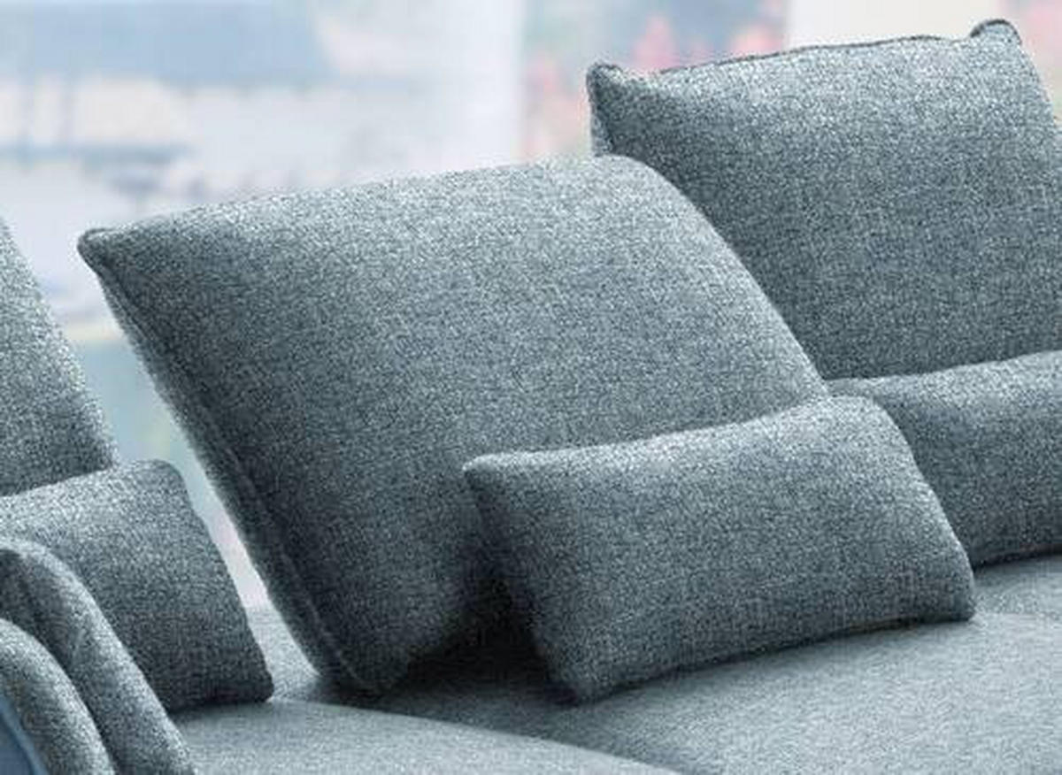 ECKSOFA in Flachgewebe Blau  - Blau/Schwarz, Design, Textil/Metall (301/191cm) - Moderano