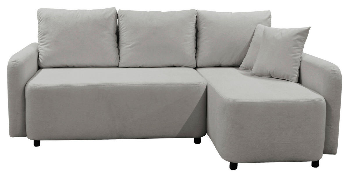ECKSOFA STERN Taupe Bouclé Zierkissen, Rückenkissen, Bettkasten  - Taupe/Schwarz, Design, Kunststoff/Textil (207/152cm) - MID.YOU
