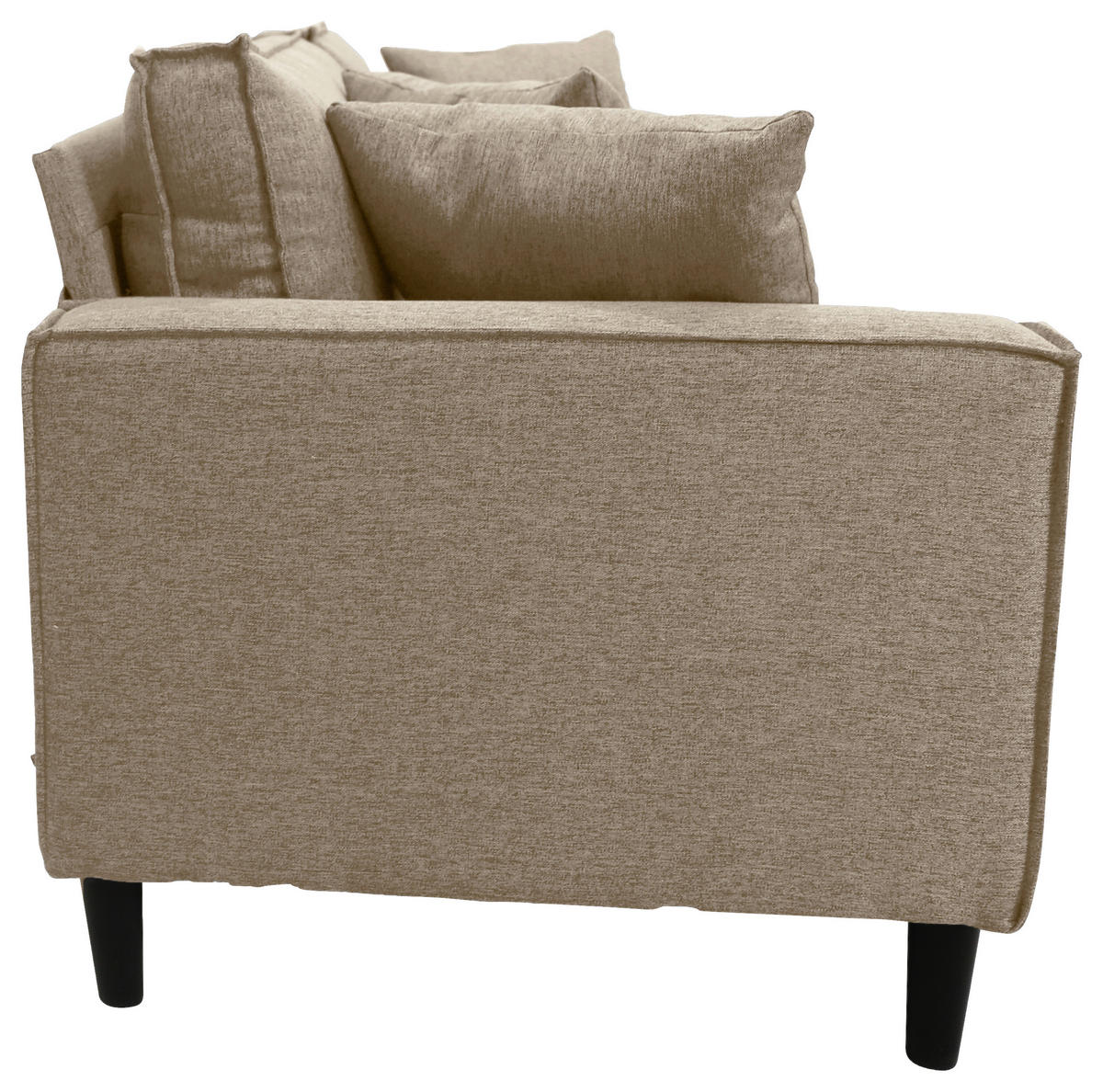 2-SITZER-SOFA in Leinenoptik Beige  - Beige/Schwarz, Basics, Holz/Textil (141,5/84/83cm) - P & B