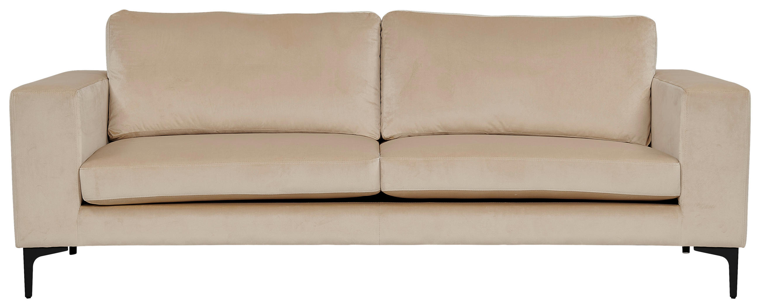 2-SITZER-SOFA Schwarz, Beige  - Beige/Schwarz, Design, Kunststoff/Textil (215/84/88cm) - Livetastic
