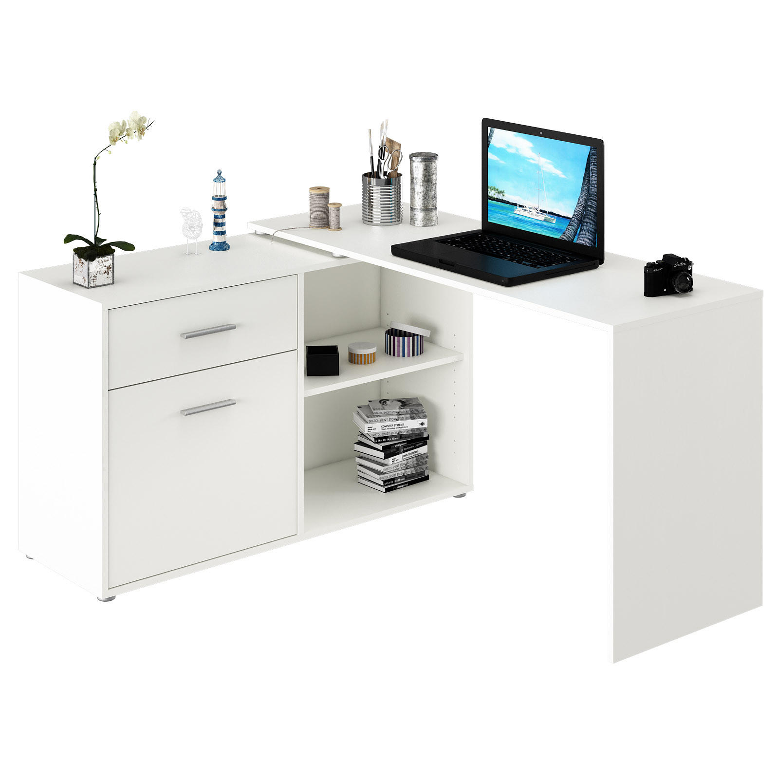 PÍSACÍ STÔL, biela, 138/74/120 cm - biela, Design, kompozitné drevo (138/74/120cm) - Xora