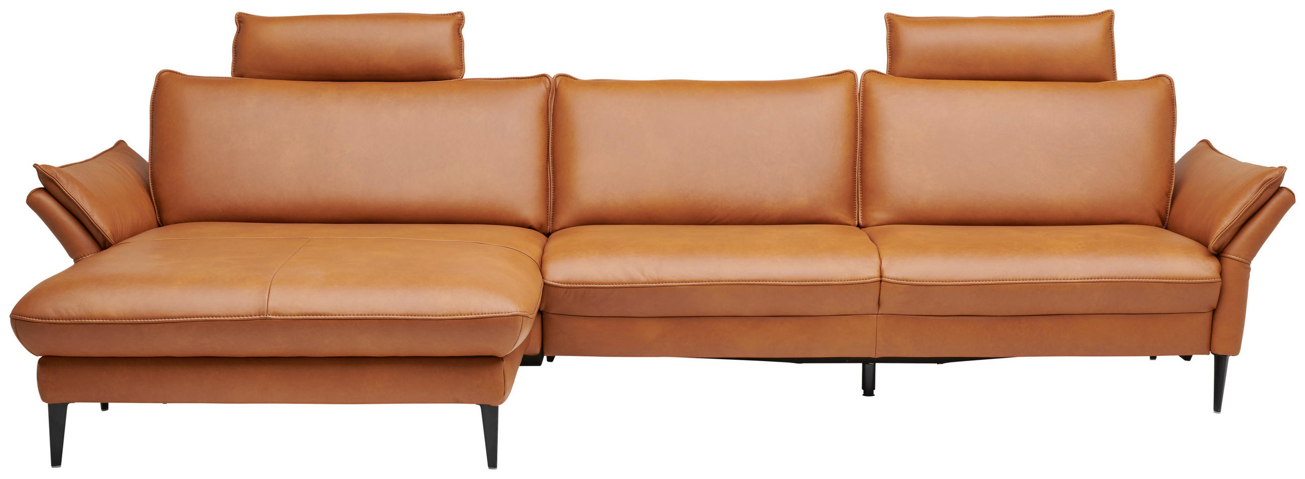 ECKSOFA in Echtleder Braun  172/334 cm  - Schwarz/Braun, Design, Leder/Metall (172/334cm) - Valdera