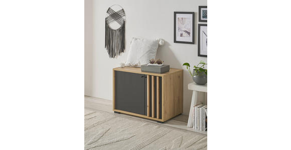 GARDEROBENBANK 64,3/47/38 cm - Schwarz/Eiche Artisan, Design, Holzwerkstoff/Kunststoff (64,3/47/38cm) - Carryhome