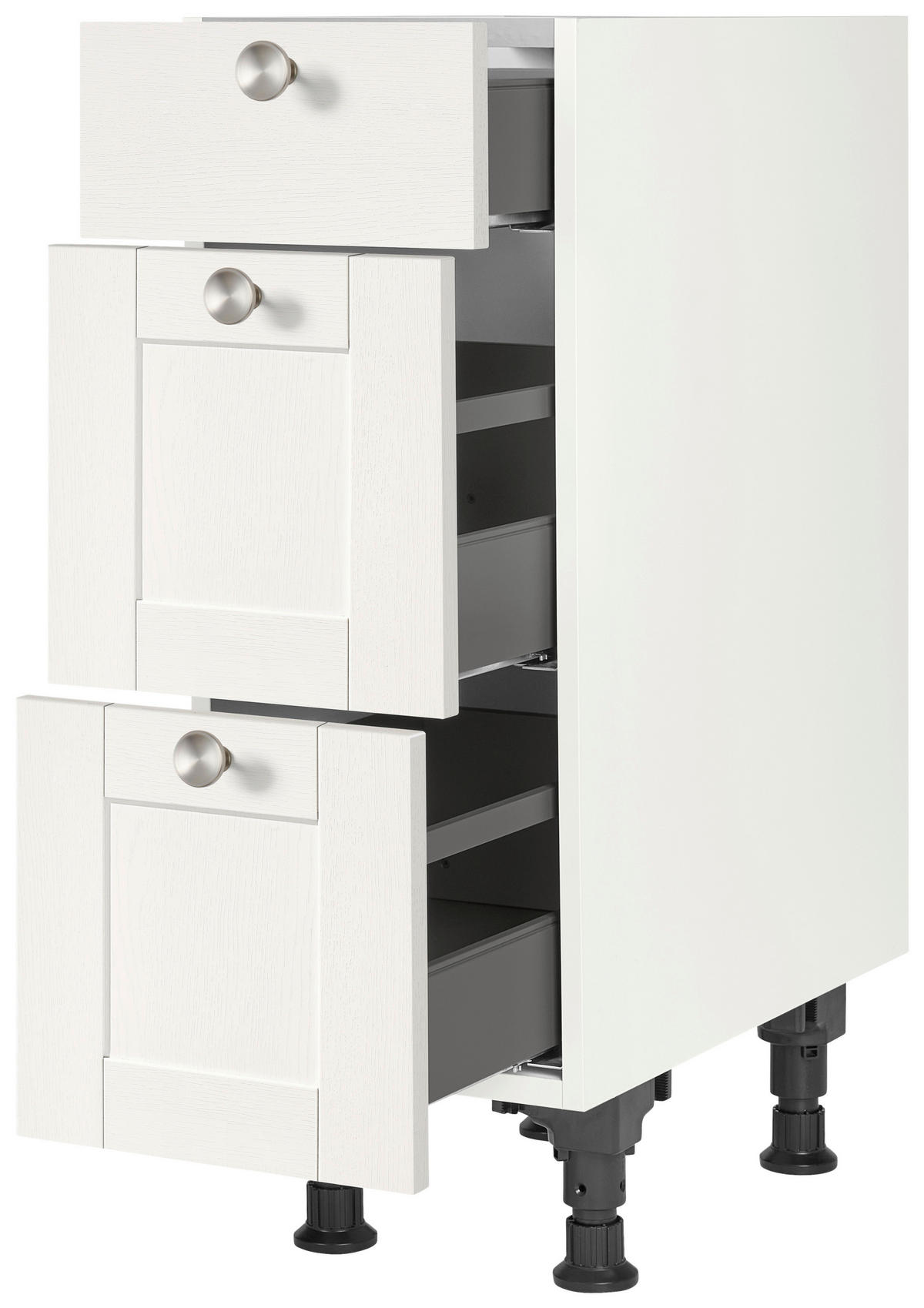 SCHUBKASTENUNTERSCHRANK 30/87/56 cm  in Weiß  - Edelstahlfarben/Weiß, MODERN, Holzwerkstoff/Metall (30/87/56cm) - Nobilia