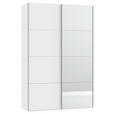 SCHWEBETÜRENSCHRANK  in Weiß  - Edelstahlfarben/Weiß, Design, Glas/Holzwerkstoff (152/236/65cm) - Carryhome