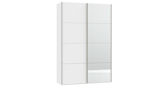 SCHWEBETÜRENSCHRANK  in Weiß  - Edelstahlfarben/Weiß, Design, Glas/Holzwerkstoff (152/236/65cm) - Carryhome