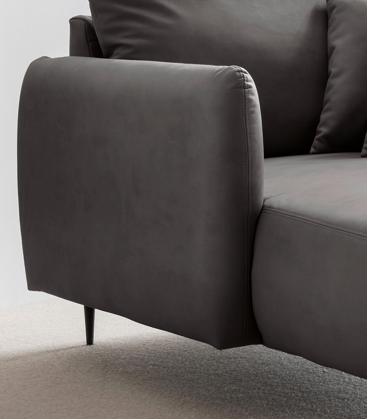 XXL-SESSEL Lederlook Anthrazit    - Anthrazit/Schwarz, Design, Textil/Metall (112/95/158cm) - Livetastic