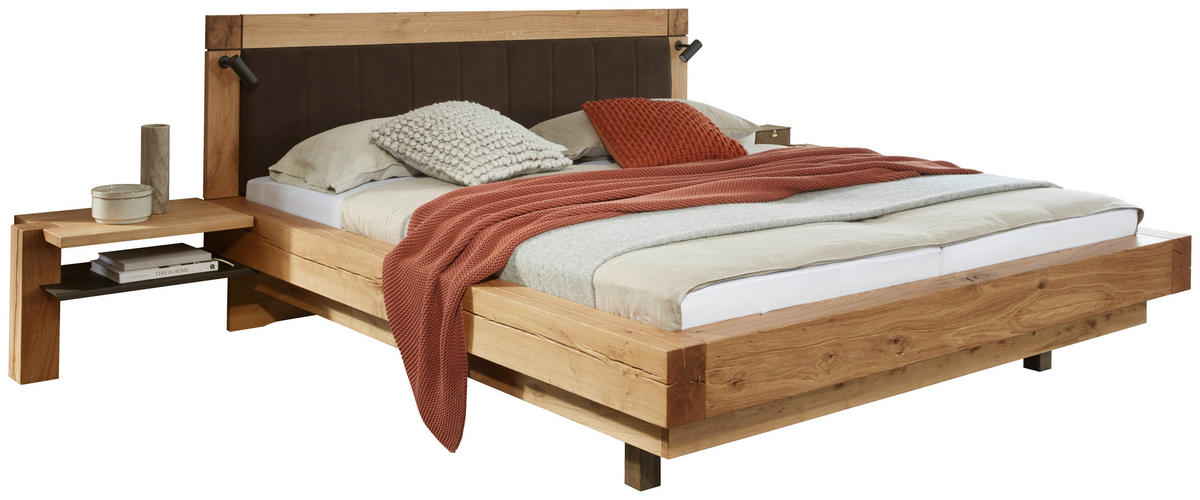 BETTANLAGE 180/200 cm  Eichefarben, Dunkelbraun   - Eichefarben/Dunkelbraun, Natur, Holz/Metall (180/200cm) - Valnatura