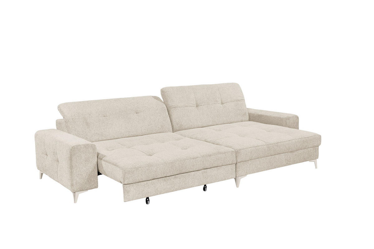 ECKSOFA SORELLA Creme Chenille Kopfteilverstellung, Sitztiefenverstellung  - Kaschmir/Creme, Design, Kunststoff/Textil (328/182cm) - MID.YOU