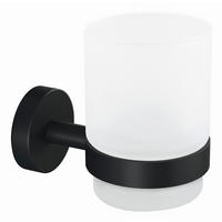 ZAHNPUTZBECHER MOON BLACK  - Schwarz/Weiß, Basics, Glas/Metall (7/9,6/10,9cm) - Tesa