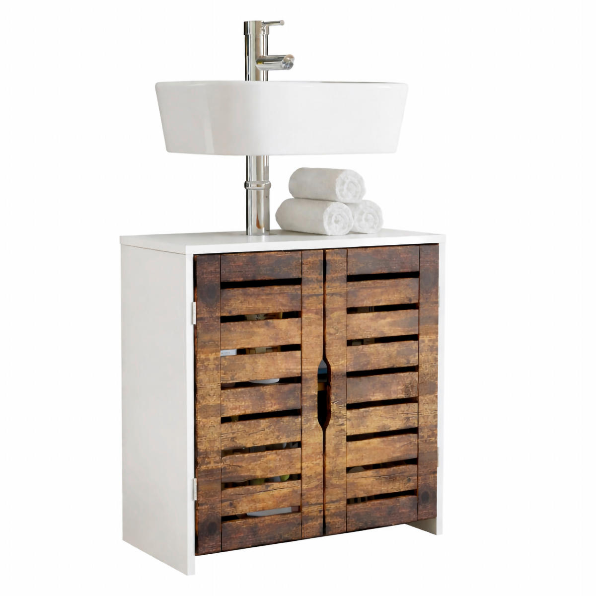 WASCHBECKENUNTERSCHRANK 60/60/29 cm  - Eichefarben/Weiß, Trend, Holzwerkstoff (60/60/29cm) - MID.YOU