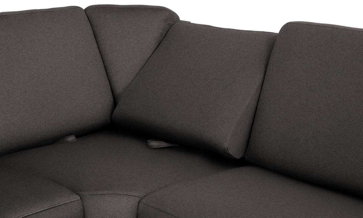 WOHNLANDSCHAFT Dunkelgrau Flachgewebe  - Chromfarben/Dunkelgrau, KONVENTIONELL, Textil/Metall (163/336/240cm) - Beldomo System