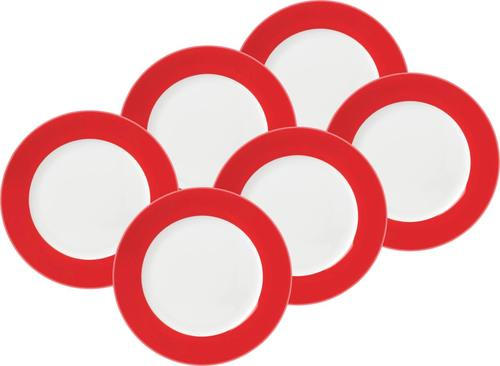 SPEISETELLERSET VARIO 6-teilig - Rot/Weiß, Basics, Keramik (26,5cm)