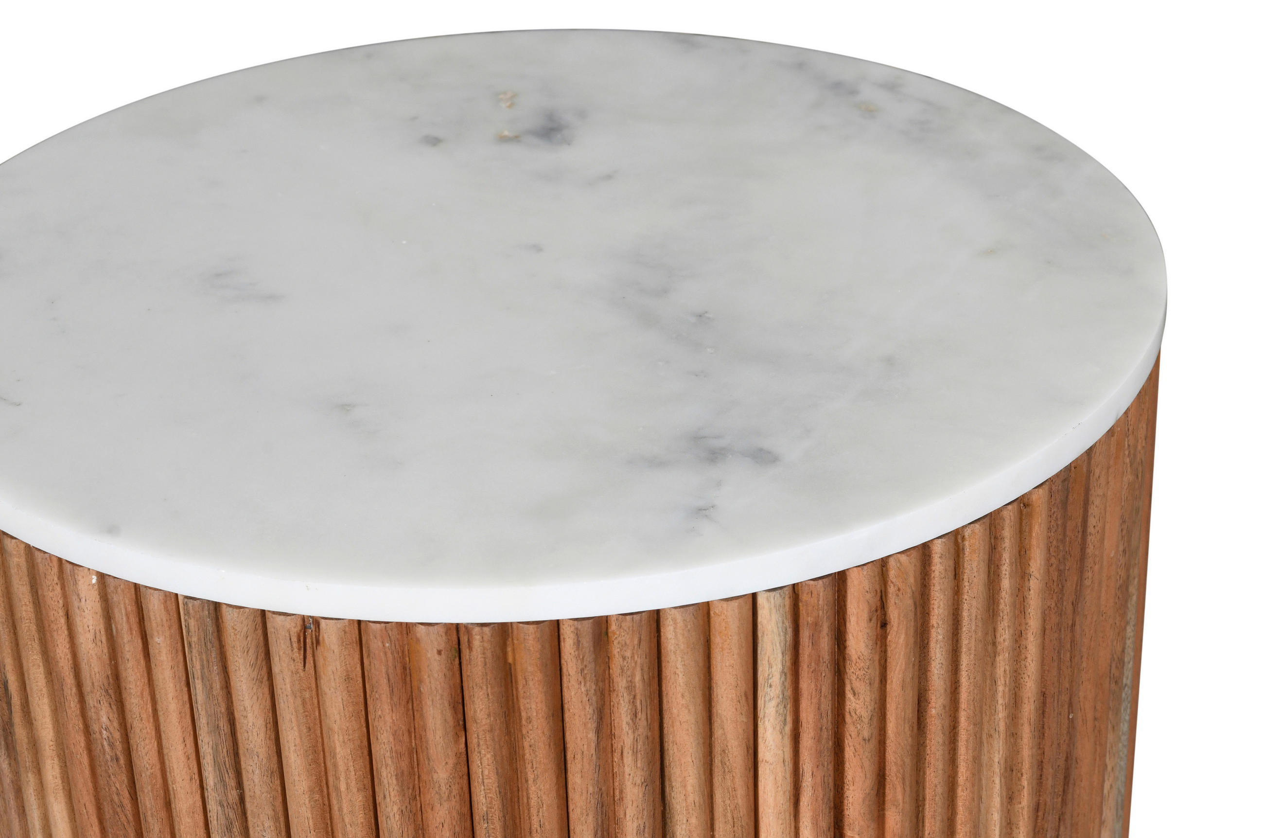 COUCHTISCH Akazie massiv rund Weiß, Akaziefarben  - Weiß/Akaziefarben, Design, Holz/Stein (50/45/50cm) - MID.YOU