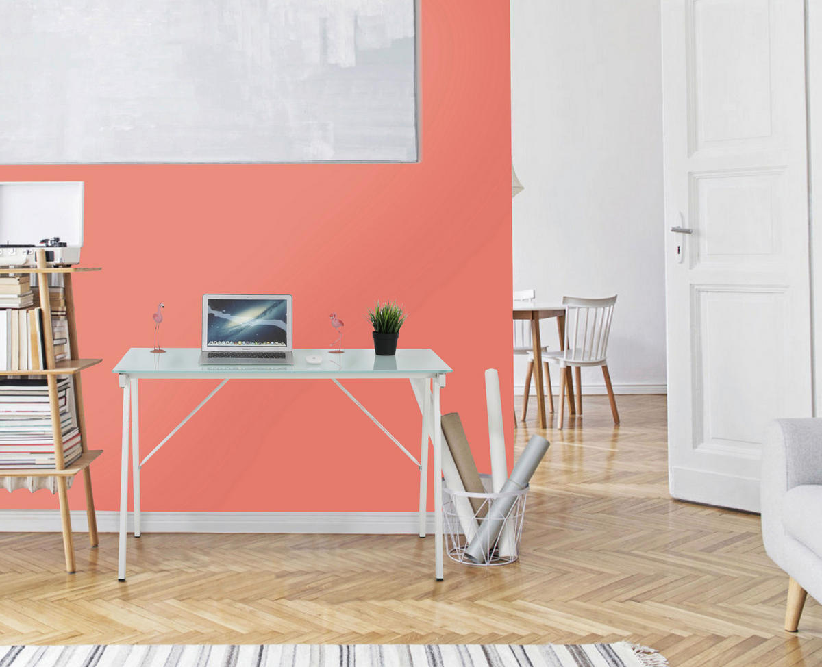 SCHREIBTISCH 113/58/73 cm  in Weiß  - Weiß, Design, Glas/Metall (113/58/73cm) - Livetastic