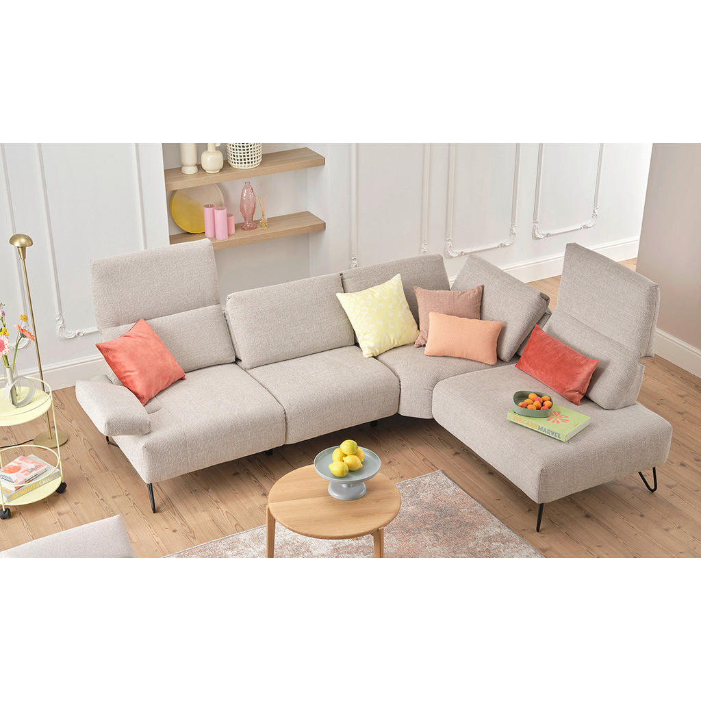 Thumbnail - Sensoo Ecksofa Cosy, Rot, Textil, 5-Sitzer, Ottomane rechts, L-Form, 288-303x213 cm, Stoffauswahl, Armteil links, Wohnzi...