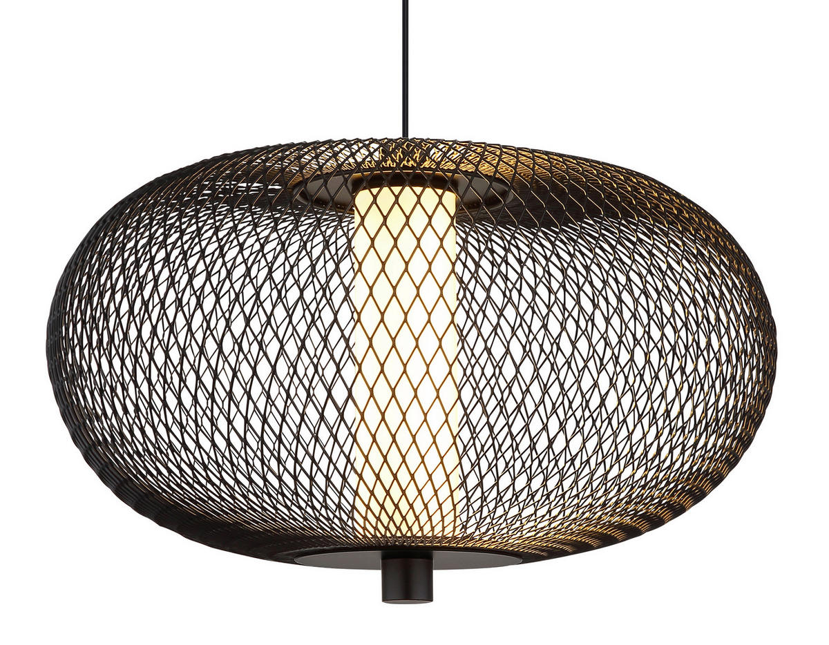 LED-HÄNGELEUCHTE Astari 35/150 cm  - Opal/Schwarz, Design, Kunststoff/Metall (35/150cm) - Globo
