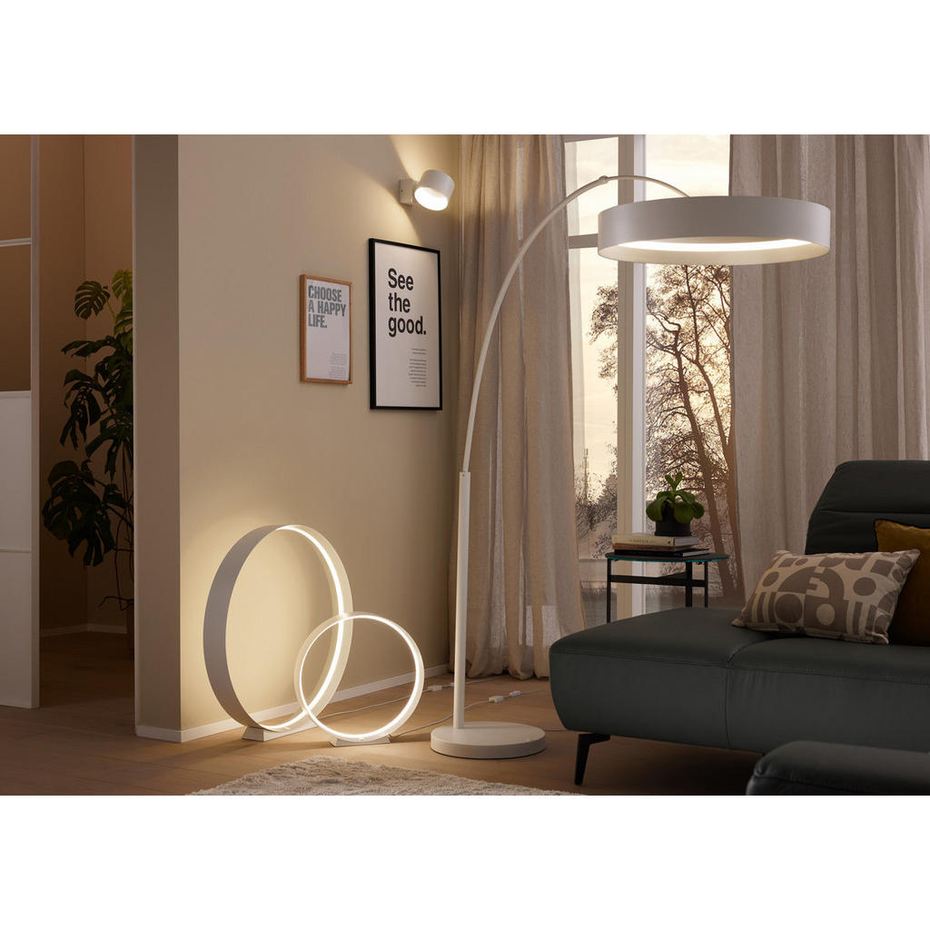 Thumbnail - Musterring Led-Tischleuchte Musterring, Silber, Weiß, Metall, 45 cm, Schnurschalter, Farben fixierbar, Farbtemperaturwec...