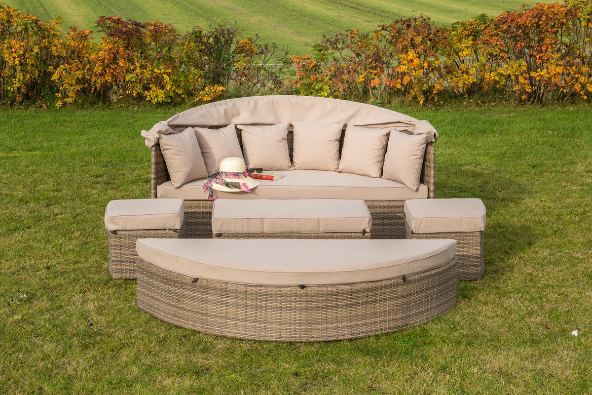GARTENMUSCHEL 180/88/183 cm  - Beige/Naturfarben, KONVENTIONELL, Kunststoff/Textil (180/88/183cm) - Gardenson