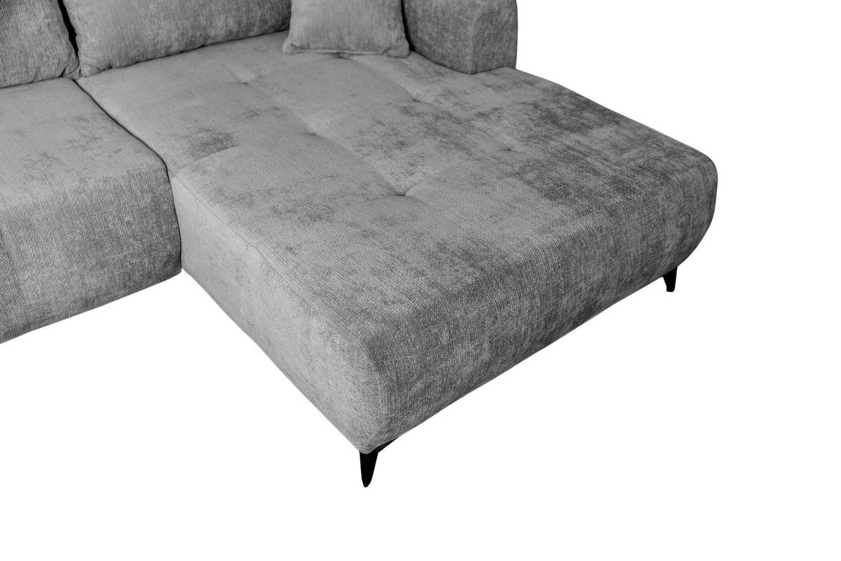 ECKSOFA BELARO Grau Chenille  - Schwarz/Grau, Design, Textil/Metall (246/177cm) - P & B